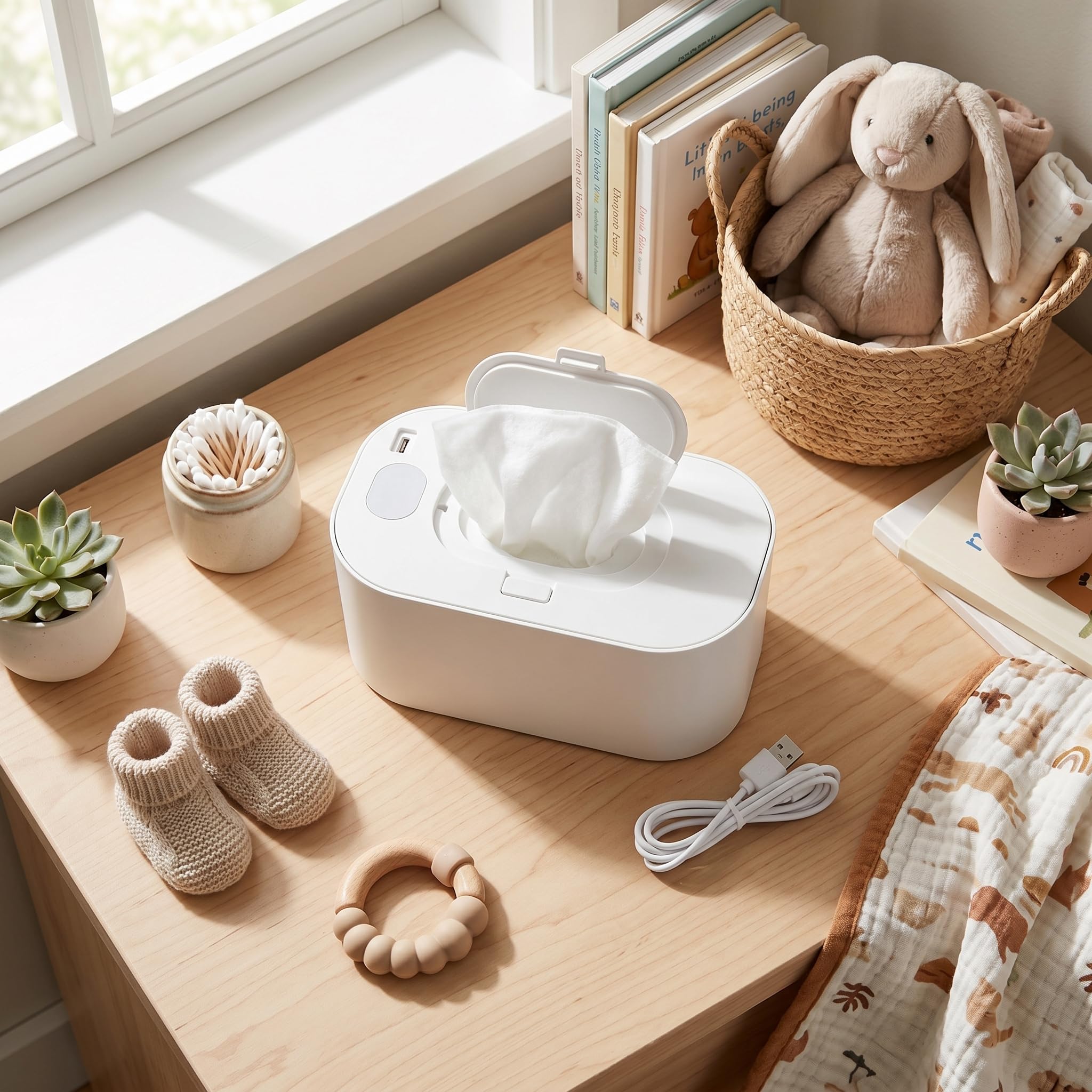 Yosoo Health Gear Chauffe-lingettes pour Bébé, Distributeur de Lingettes Humides à Température Constante, Blanc
