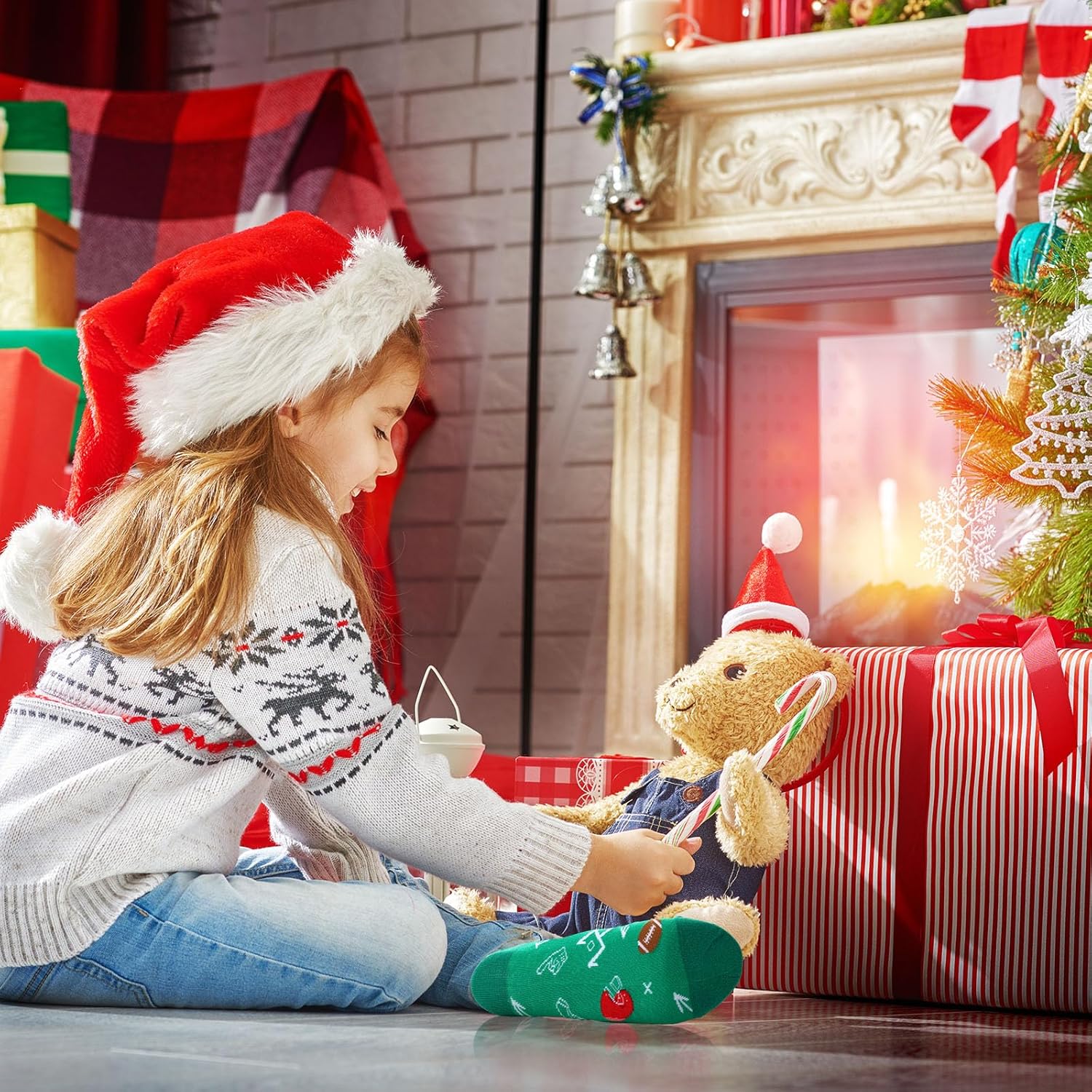 HooLing 6 Pairs Boy's Football Socks Athletic Novelty Crew Socks for 7-10 Kids Girls Youth Teens Funny Sports Themed Gifts for Valentine Day - Image 2