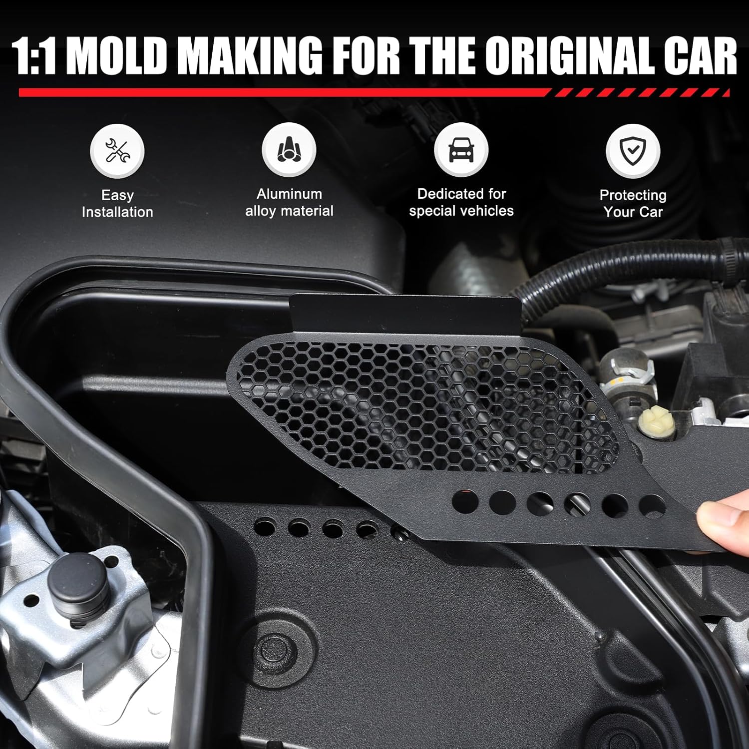 Daeiclru Car Hood Air Vent Cover Compatible with Toyota Tacoma 2024 2025, Hood Air Intake Anti-Blocking Mesh Cover Car Engine Accessories (Black)