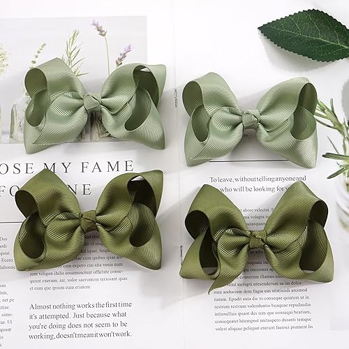 Miniatura 6 de JOYOYO 40 lazos para el pelo de 4.5 pulgadas, pinzas de cocodrilo, cinta de grogrén, pinzas para niñas, accesorios para el cabello para bebés,