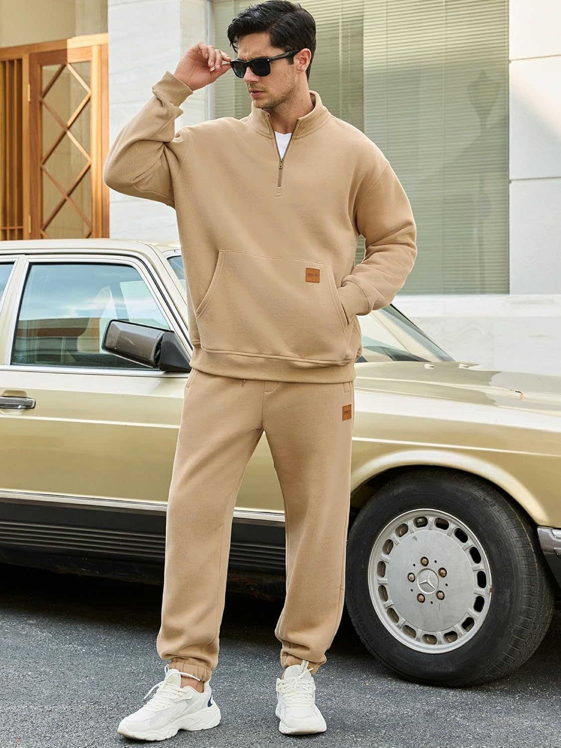 JEMLDL Mens Fleece Sweatpants Loose Fit Tapered Joggers with Drawstring Waist and Pockets Warm Casual Workout Pants - Image 3