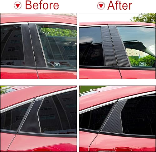 Miniatura 3 de TOMALL Calcomanías de vinilo para poste de ventana de automóvil, compatibles con Honda Civic de 10 generación 2016-2021, calcomanías de columna de