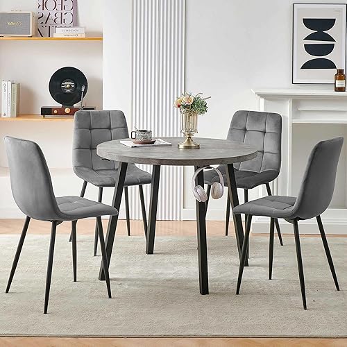 Miniatura 16 de Moderno juego de mesa de comedor redonda para 4 personas, ahorro de espacio para cocina, sala de estar, apartamento, incluye mesa de comedor y 4