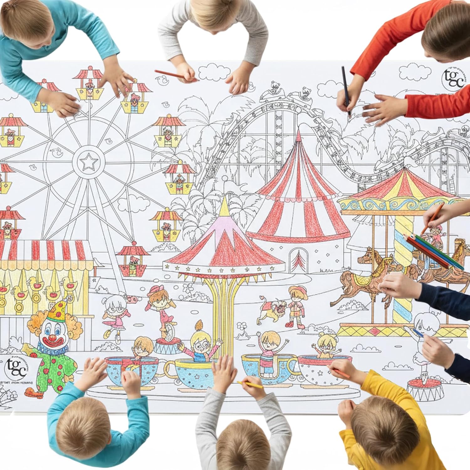 THE TINY GENIUS COMPANY Color Poster for Kids & Adults | Carnival Party Theme | 60 x 90 cm Foldable Banner | Educational Colouring Activity for Creativity & Learning | Ages 3+