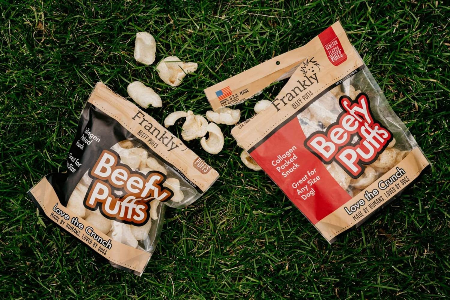 Frankly 2 Pack of Venison Beefy Puffs Dog Treats, 5 Ounces Each, Made in The USA