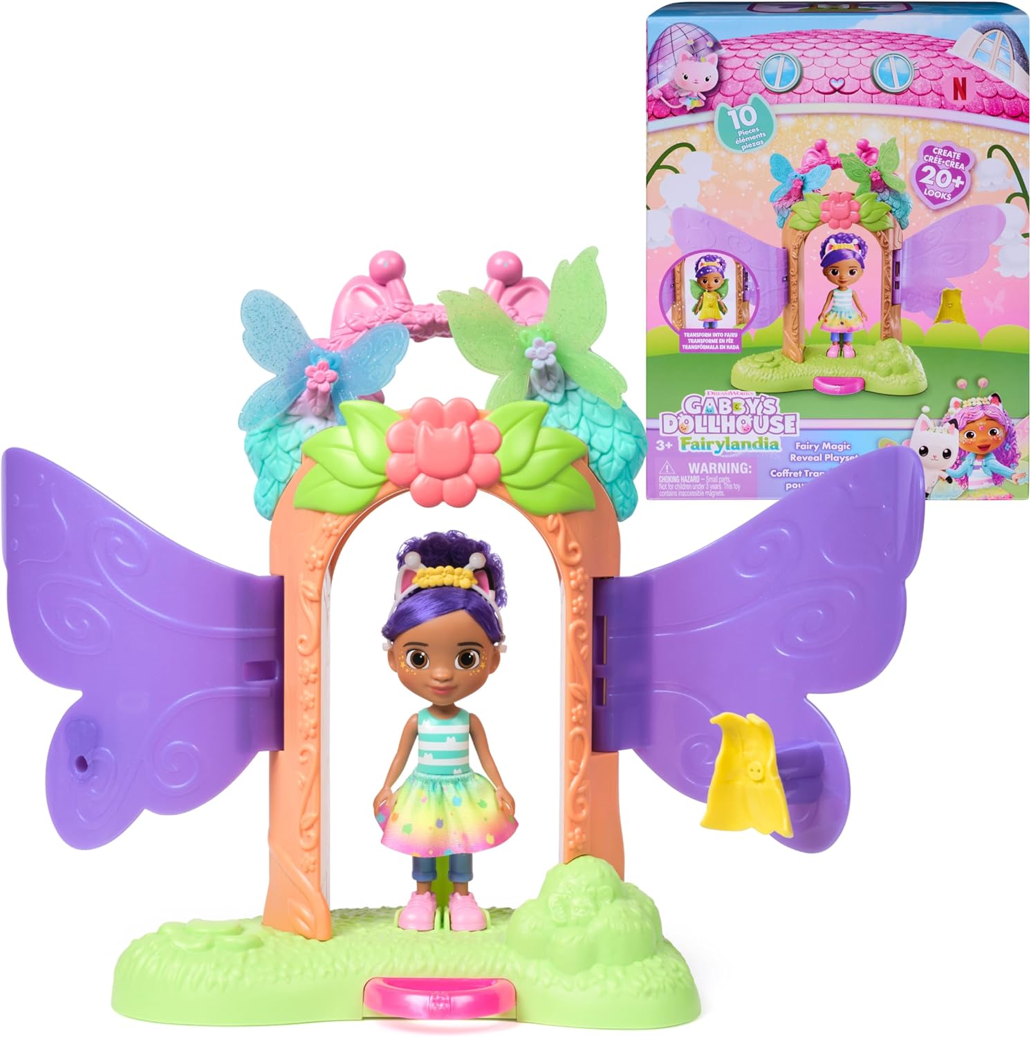 Gabby's Dollhouse Fairylandia, Fairy Magic Reveal Transforming Playset | 20 Outfits To Create, 6 Dollhouse Accessories, Imaginative Play, Detailed Theming, Kids Toys for Girls & Boys Ages 3+