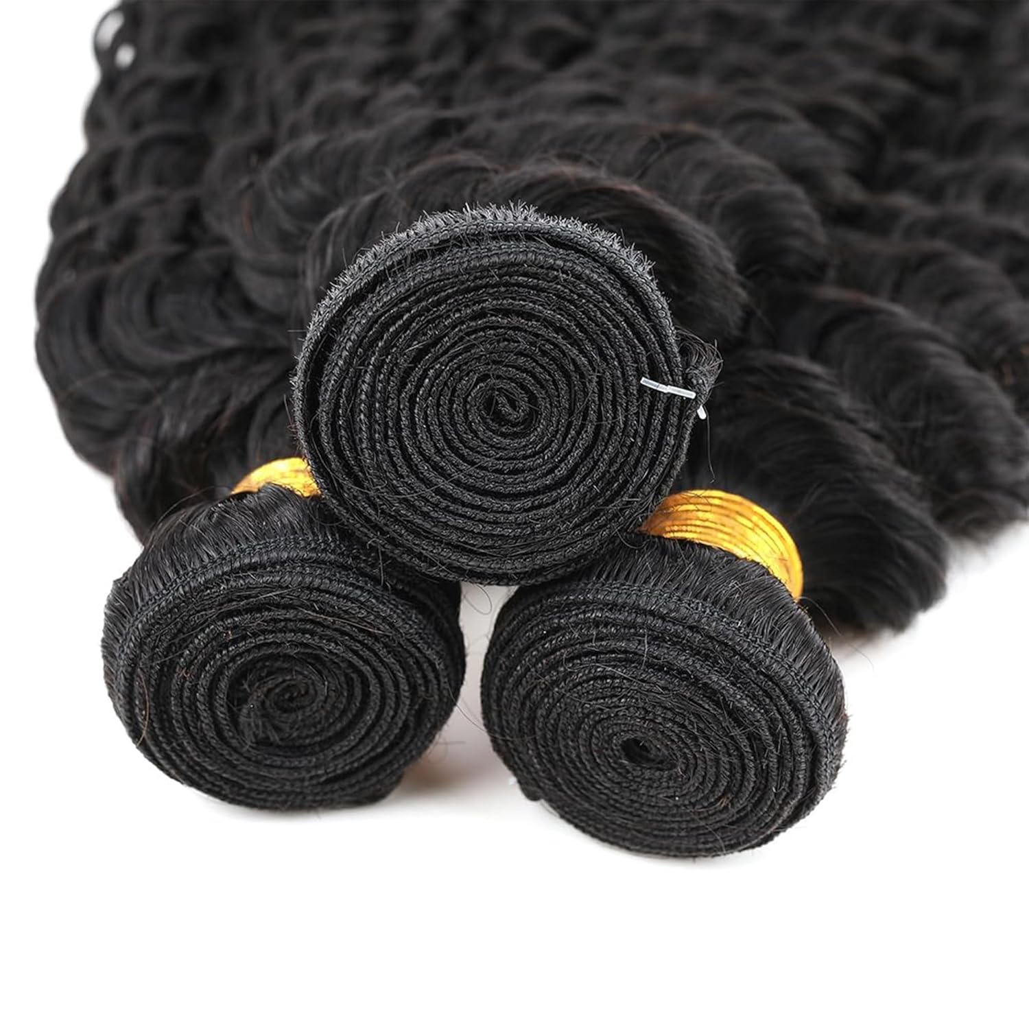 Human Hair Bundles Deep Wave Bundles Human Hair 14 16 18 Inch 12A Grade Unprocessed Brazilian Virgin Hair 3 Bundles Human Hair Extensions For Black Women Natural Black 150g Total