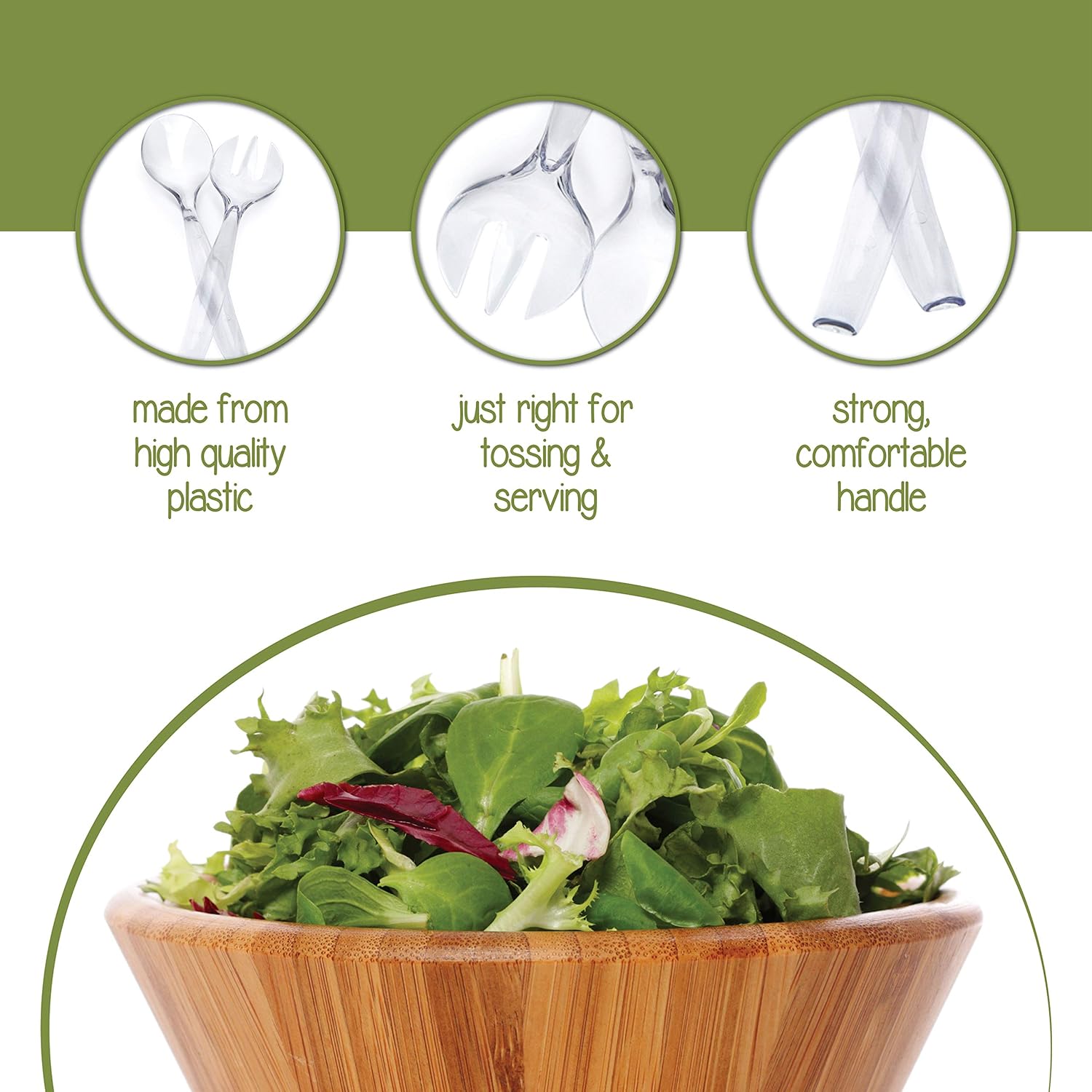 Plasticpro Disposable Plastic Serving Utensils Salad Spoons, And 4 Salad