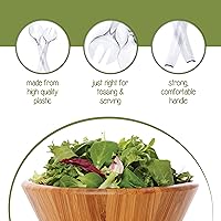 Vista 3 de Plasticpro Utensilios desechables de plástico para servir, juego de 4 cucharas de ensalada y 4 tenedores de ensalada, peso pesado transparente