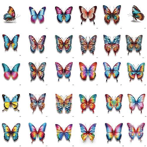 Tatuajes temporales de mariposas coloridas para mujeres, 30 hojas de mariposas 3D, calcomanías de tatuaje falsas para niñas, tatuajes realistas de