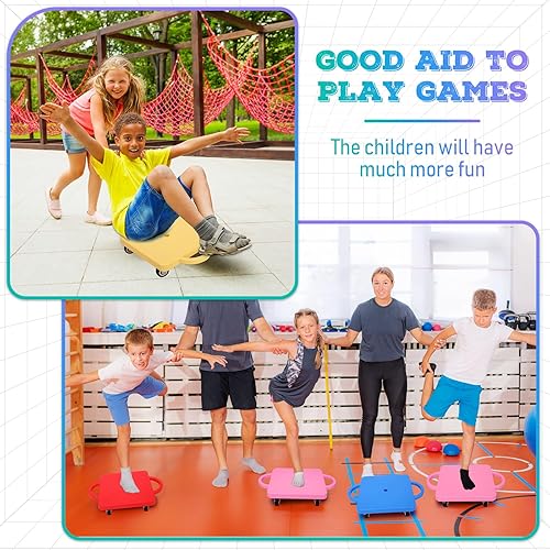 Miniatura 4 de 6 piezas de patinete deportivo a granel para sentarse a granel con asas ruedas de plástico, patinete plano deportivo para niños, gimnasio,