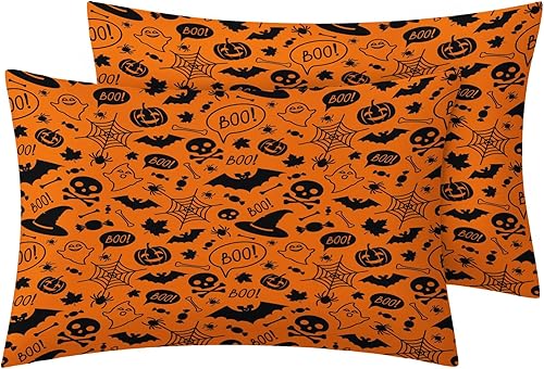 Miniatura 99 de Sábanas de murciélago tamaño individual – Juego de sábanas de Halloween para niños y niñas, juego de sábanas en blanco y negro, microfibra suave