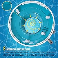 Vista 4 de U.S. Pool Supply Aspiradora profesional de hojas para piscina, cuerpo limpiador de piscina de 15 pulgadas, 8 chorros de presión, 4 ruedas