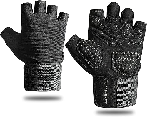 Guantes de entrenamiento con soporte para muñeca, guantes de levantamiento de pesas con protección completa de la palma y agarre extra para hombres