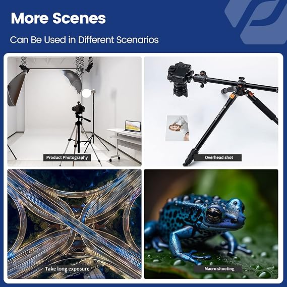 Fotopro 68'' Overhead Tripod for Flat Lay & Macro,Carbon Fiber Travel Tripod with 360 Degree Horizontal Column for Food Photography/Unboxing/Workshop.10KG Load Capacity