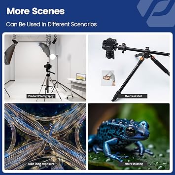 Fotopro 68'' Overhead Tripod for Flat Lay & Macro,Carbon Fiber Travel Tripod with 360 Degree Horizontal Column for Food Photography/Unboxing/Workshop.10KG Load Capacity