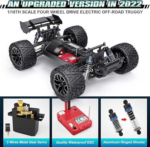 Miniatura 3 de HAIBOXING RC Cars Hailstorm, 36+ KM/H de alta velocidad 4WD escala 1:18 Eléctrico Impermeable Truggy Control Remoto Off Road Monster Truck con dos