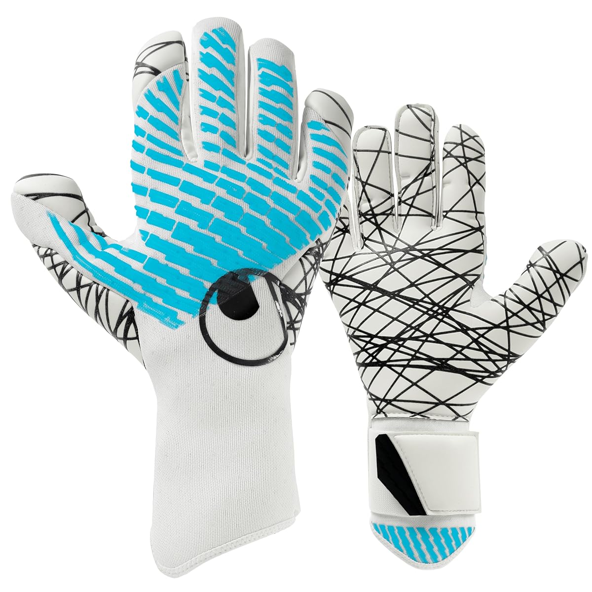 uhlsport Piłkarskie rękawice bramkarskie Cybertec – Ultragrip, białe/cyberniebieskie/czarne, 7