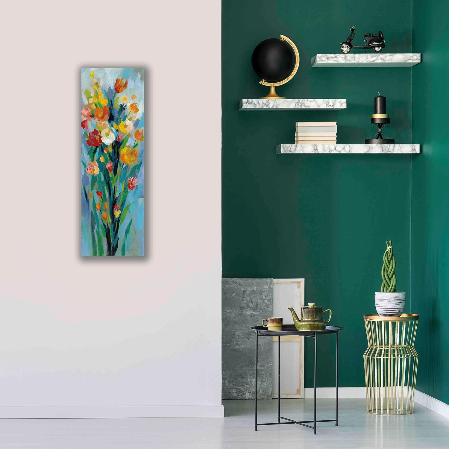 Epic Graffiti 'Tall Bright Flowers II' by Silvia Vassileva, Canvas Wall Art, 12"x36"