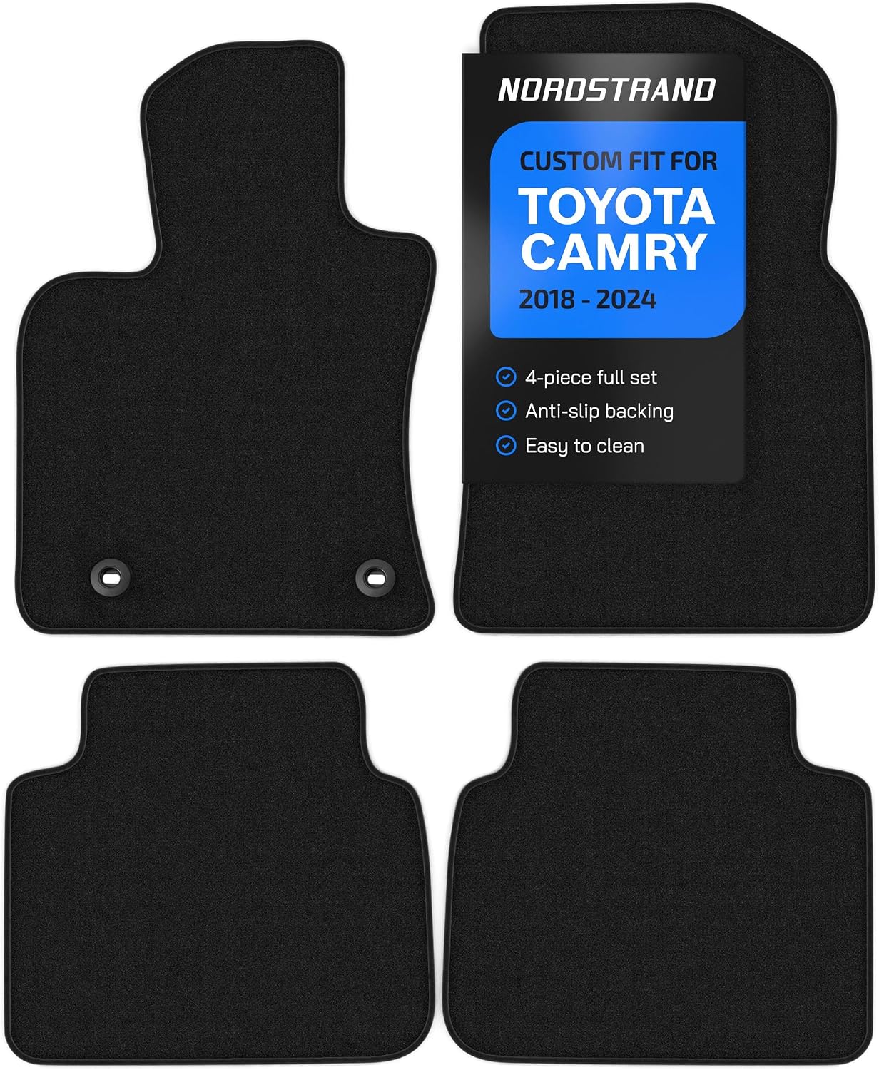 Nordstrand Custom Fit Carpet Floor Mats for Toyota Camry (2018–2025) — 1st & 2nd Row Set