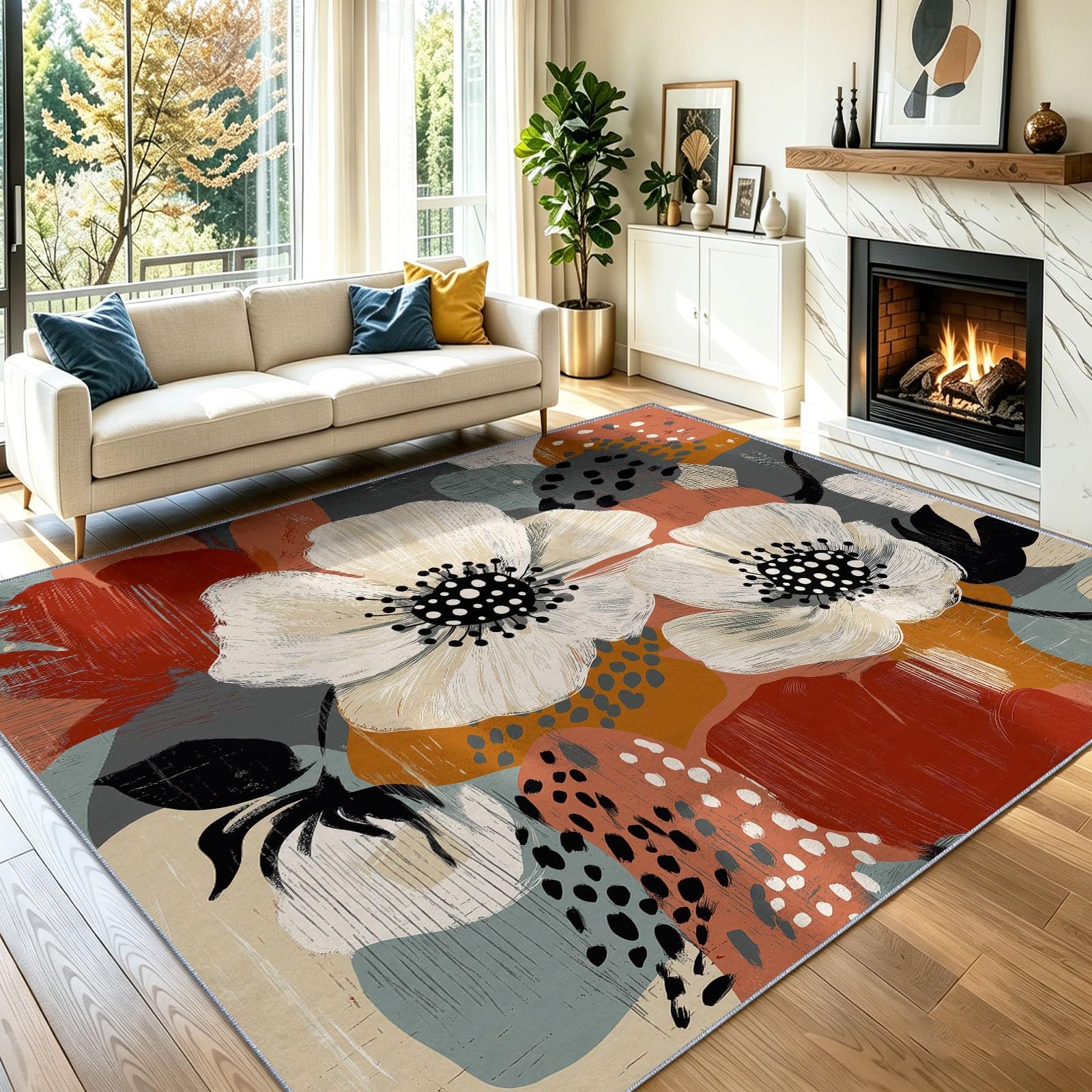 Tapis multicolore 120x180 cm vintage chic pour chambre bébé et ado