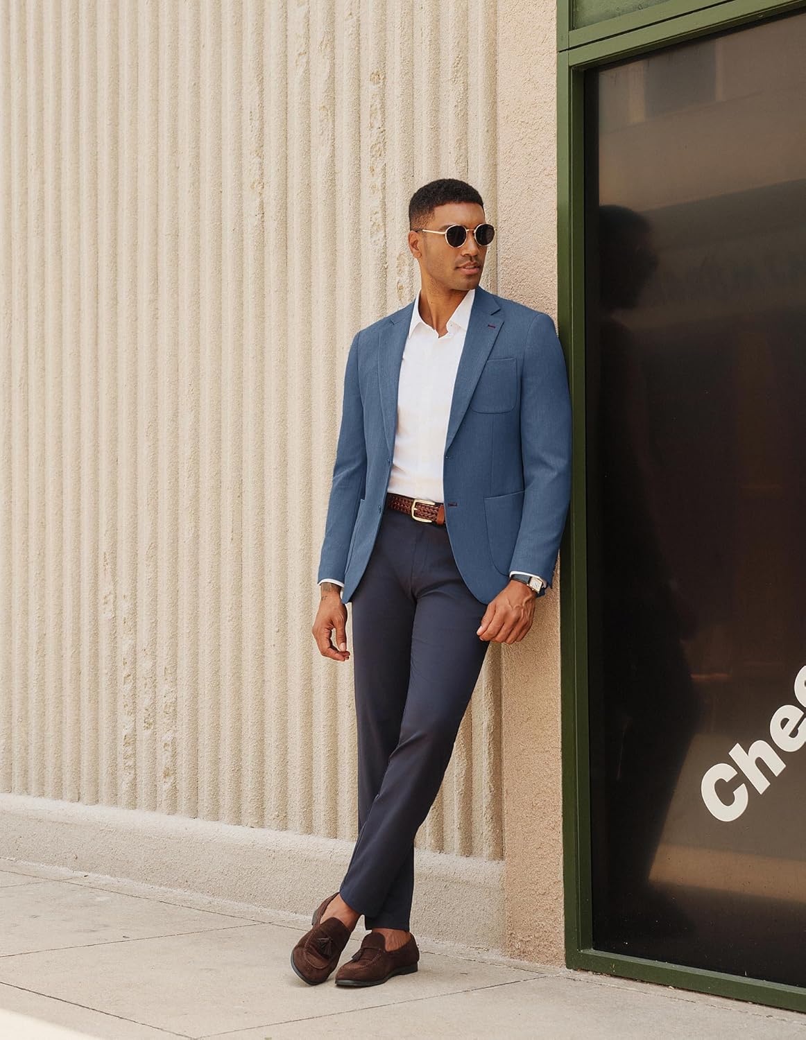 PJ PAUL JONES Mens Blazer Casual Two Button Sport Coats Notched Lapel Solid Suit Jackets - Image 2