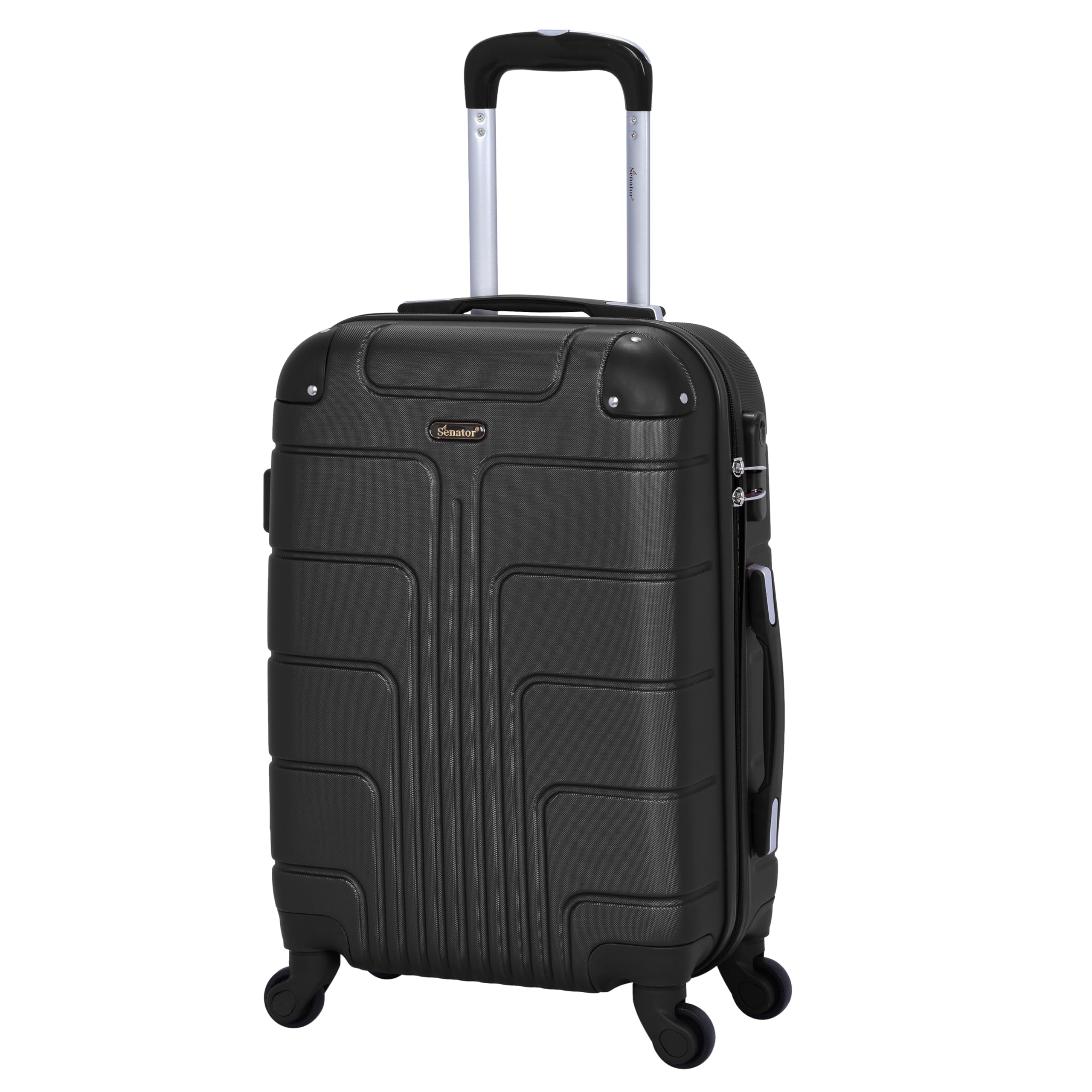 Senator Hardside Carry on Luggage 20 Inches Small Suitcase on Wheels for Unisex A1012 | Ultra Lightweight cabin size luggage Carry on with Spinner Wheels 4 (Carry-On 20-Inch, Black)