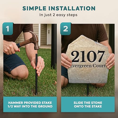 Miniatura 7 de Personalized Address Stone - Address Marker - Sandstone Color - Address Marker - 15 W x 15 H