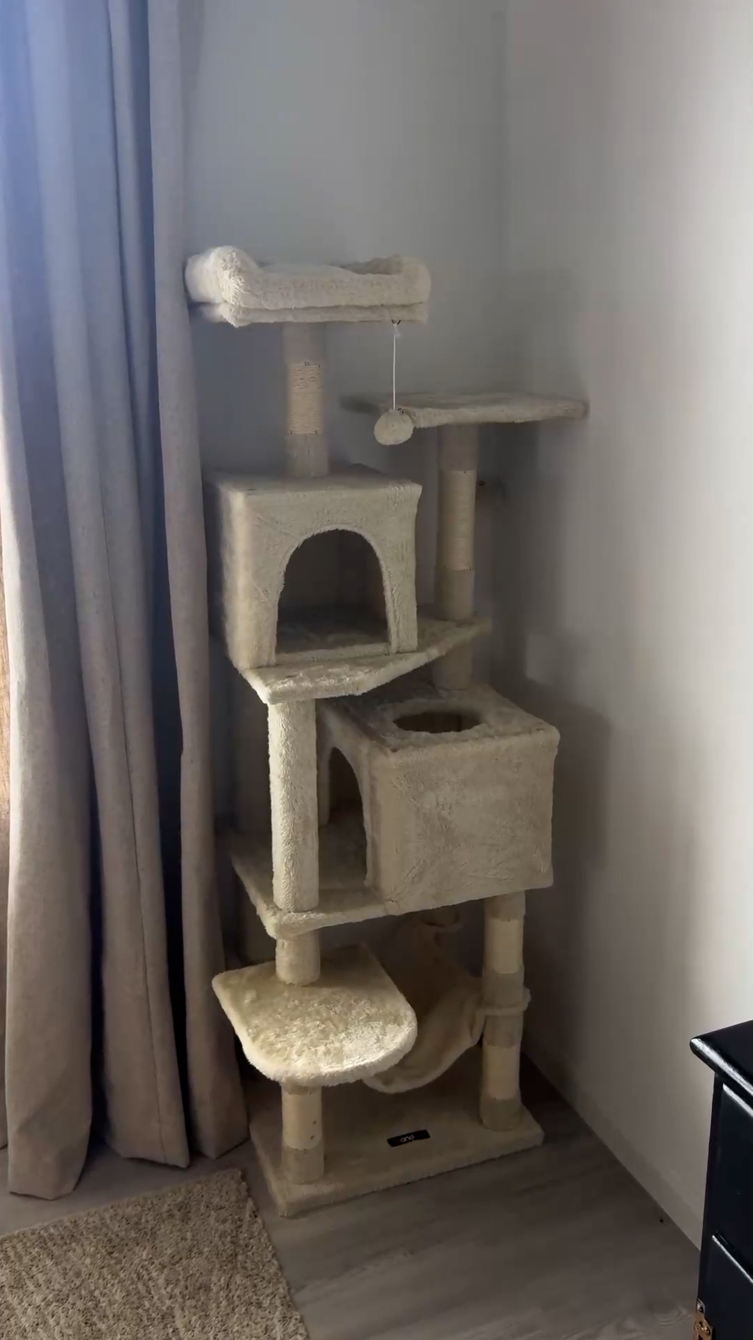 Feandrea Krabpaal, 155 Cm Hoog, Kattenboom Met 5 Krabpalen, 2 Platforms Kattenhokjes Hangmat Pluche Ballen Pluche Meerdere Verdiepingen Rookgrijs Pct192g01 550248879