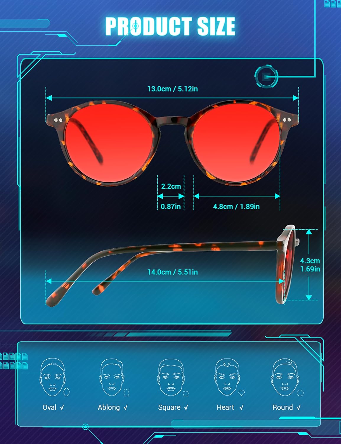 TIJN Blue Light Blocking Glasses Men Women Vintage Thick Round Rim Frame Eyeglasses - Image 5