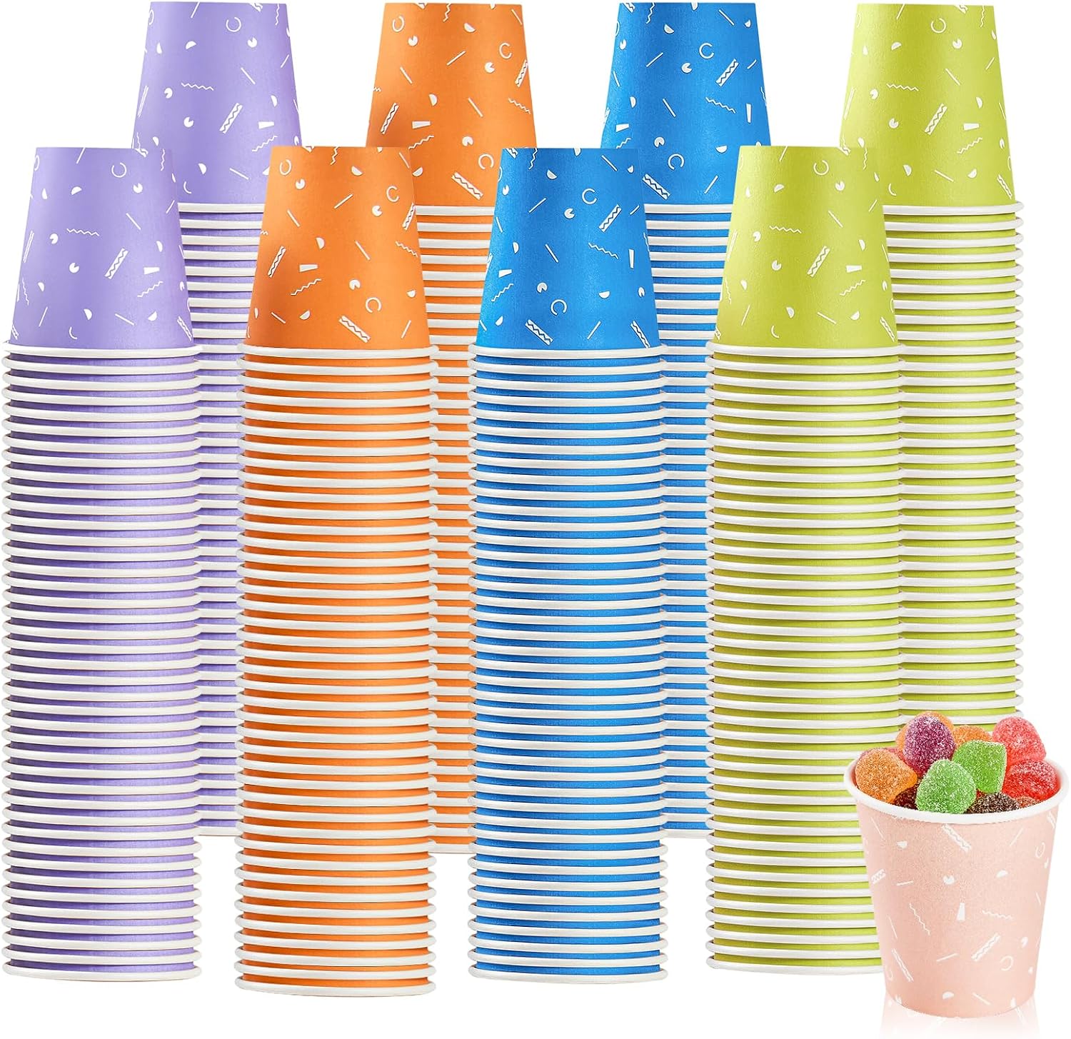 FIKSYK 600 Pack 3oz Disposable Paper Cups, Colorful Paper