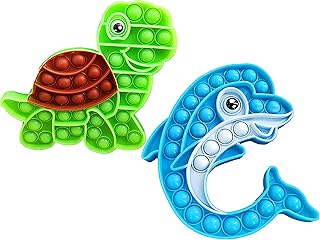 2 Packs Bulk Mini Pop Ocean Turtle Dolphin fidgets Bubble Classroom Students Gifts Teacher, Summer Hoilday Party Favors