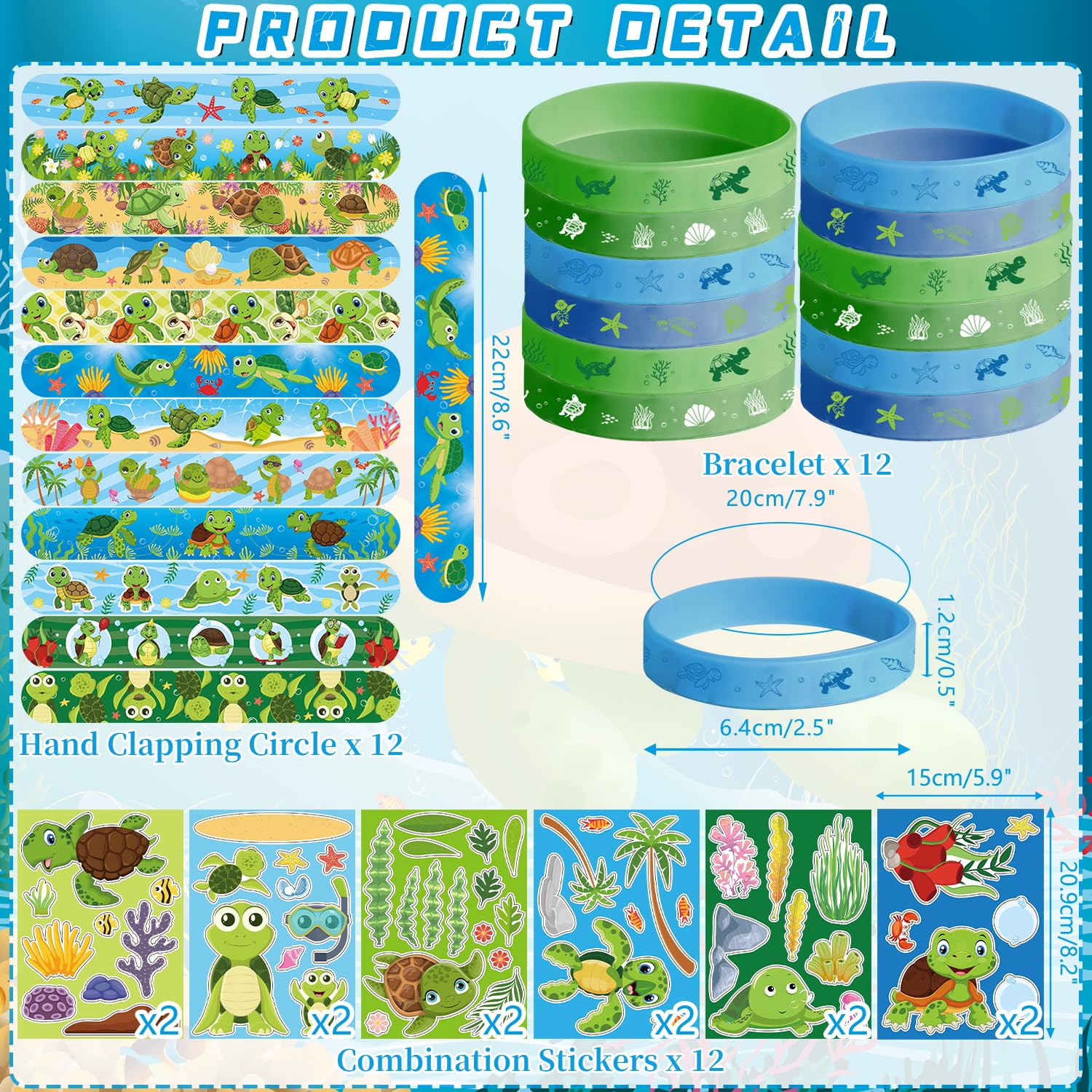 Turtle Party Favour Supplies include sacchetti regalo tartaruga, adesivi, badge, braccialetti per feste di compleanno