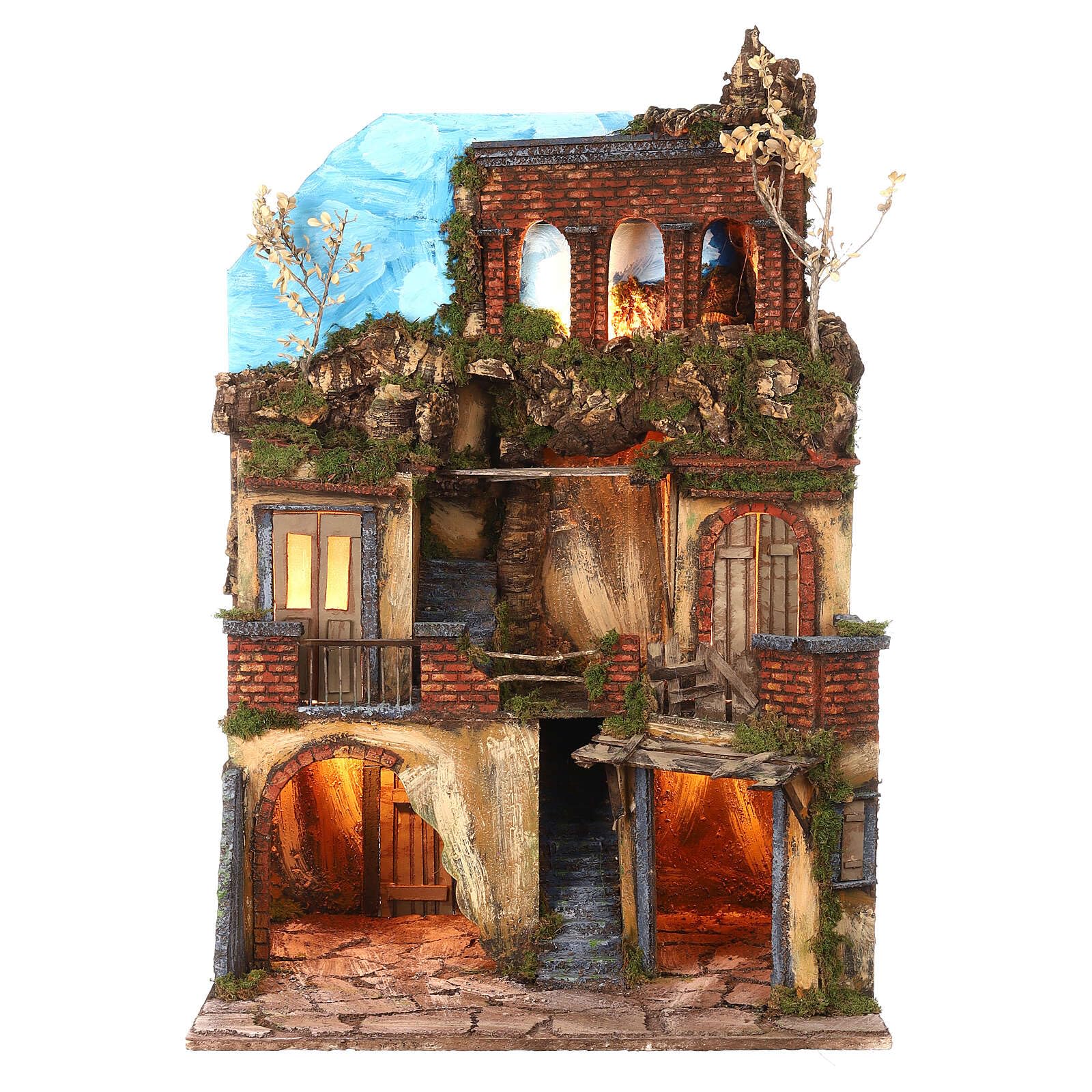 Holyart Presepe Napoletano: Paesaggio presepe napoletano 10-12 cm con cielo 75x50x40 cm