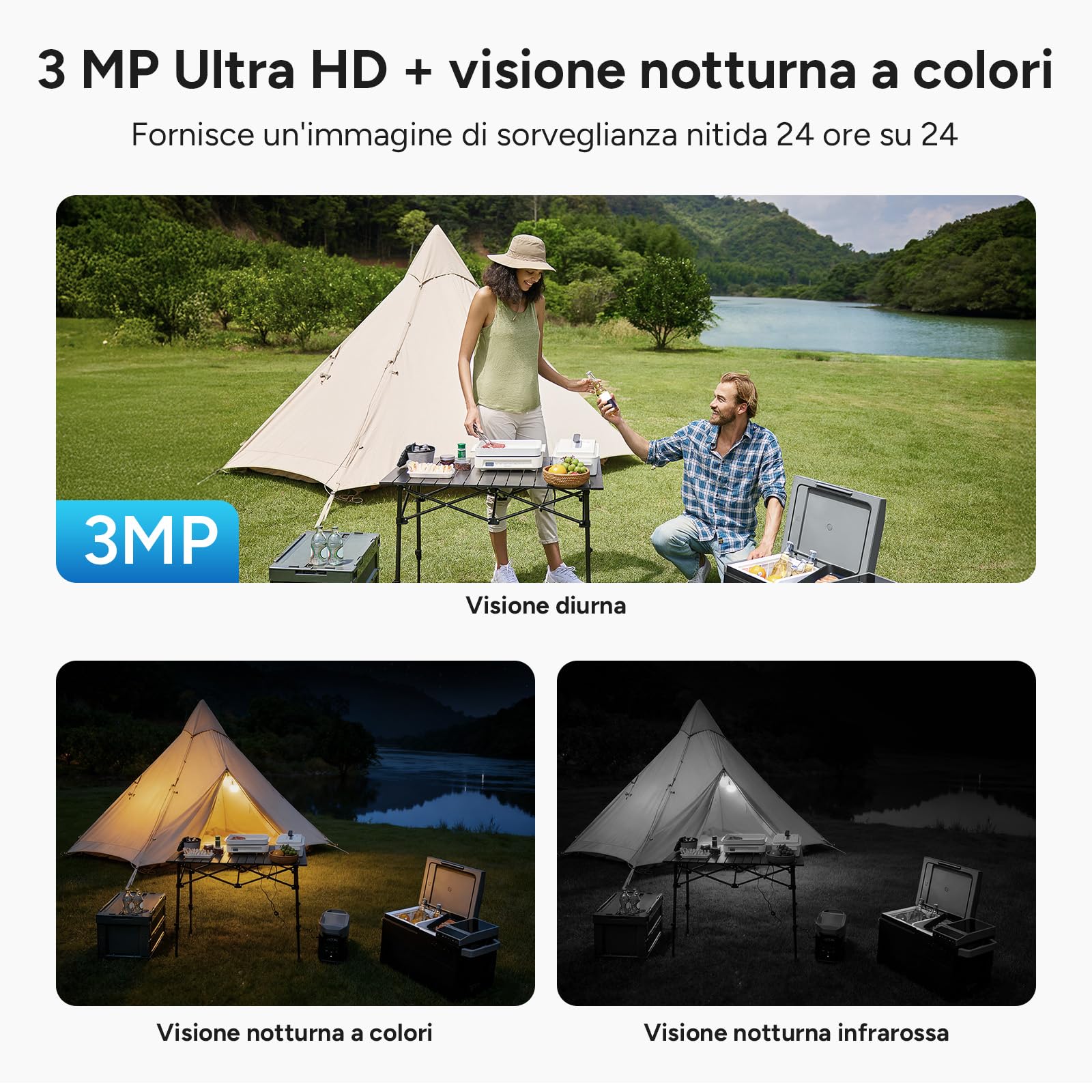 WOOX Telecamera di Sorveglianza 4G LTE Esterna senza WiFi, Telecamera Solare Esterna 2K Senza Fili senza WiFi, con Visione Notturna a Colori, Grande Angolo 130°, Rilevamento AI, Locale e Cloud