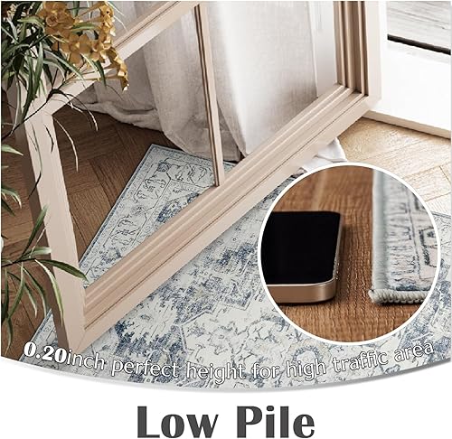 Miniatura 29 de jinchan Alfombra de Área 2x3 pies Alfombra Vintage de Entrada Lavable Bohemia Tapete Interior para Puerta Medallón Floral Tapete Pequeño para Puerta