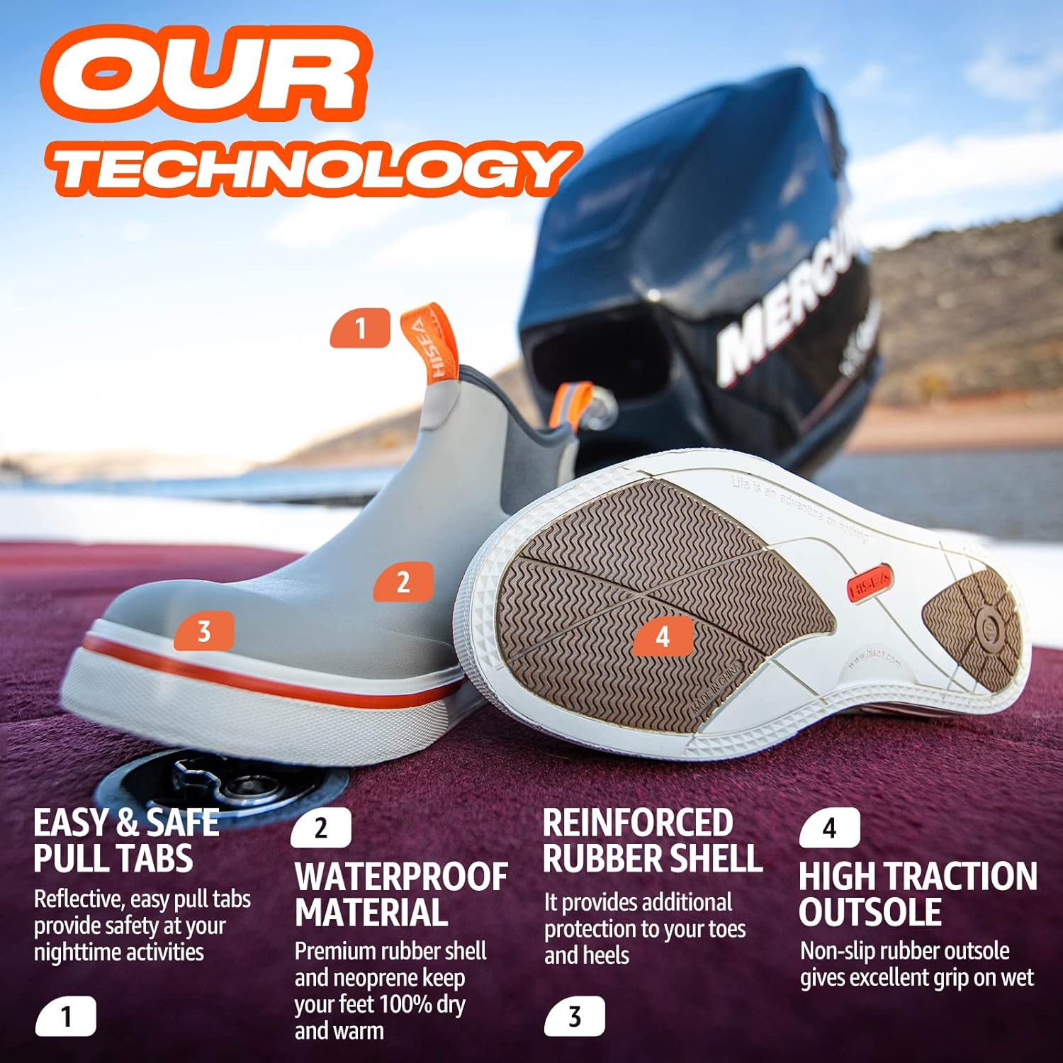 HISEA Women's Ankle Rain Boots, Rubber Fishing Deck Boots, Garden Boots for Women Waterproof - Image 5