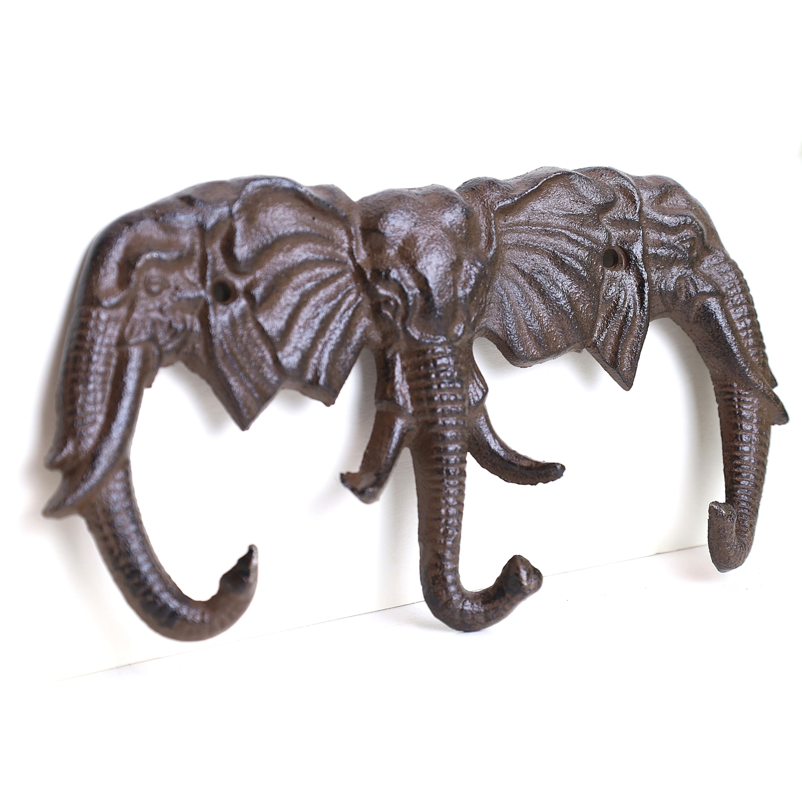 Fyne-Finds Brown Cast Iron Elephant Hook Antique Metal Coat Key Hanging Home Garden Ornament