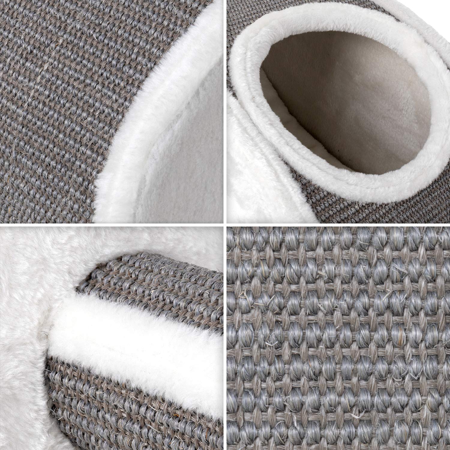 VOSS.PET Kletterlandschaft „cat Fun“ Kletterwand für Katzen Hängematte Kletterstufe Katzenhöhle Sisal Grau Weiß