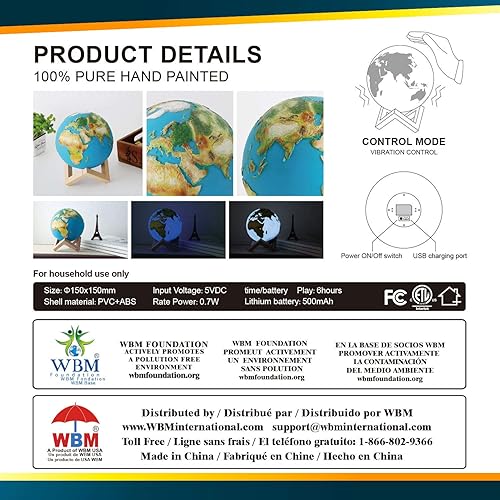 Miniatura 10 de Himalayan Glow Lámpara de luz de luna impresa en 3D con soporte de madera y control remoto regulable, LED recargable con lámpara de luna de 16