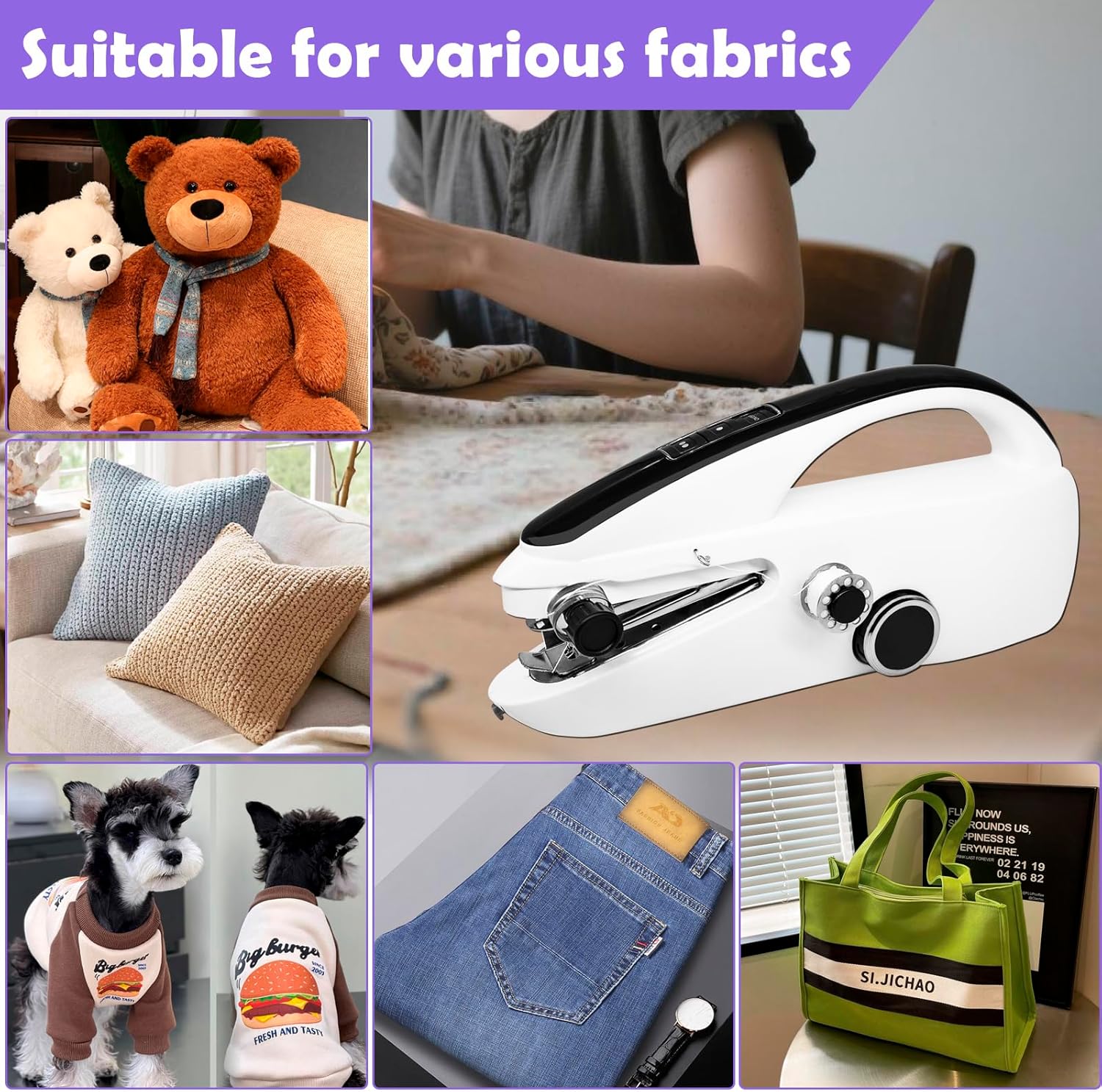 Handheld sewing machine, mini portable sewing machine, electric and lightweight, suitable for beginners to DIY home sewing machines, emergency repair of clothing and fabrics