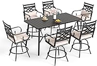 Vista 13 de Sophia & William Juego de bar de patio de 5 piezas, juego de comedor alto para patio con 4 taburetes giratorios y 1 mesa de bar rectangular, muebles