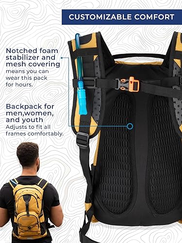 Miniatura 4 de National Park Foundation Mochila de hidratación de 18L con bolsa de agua hidráulica de 2 litros, mochila ligera para ciclismo, senderismo, correr