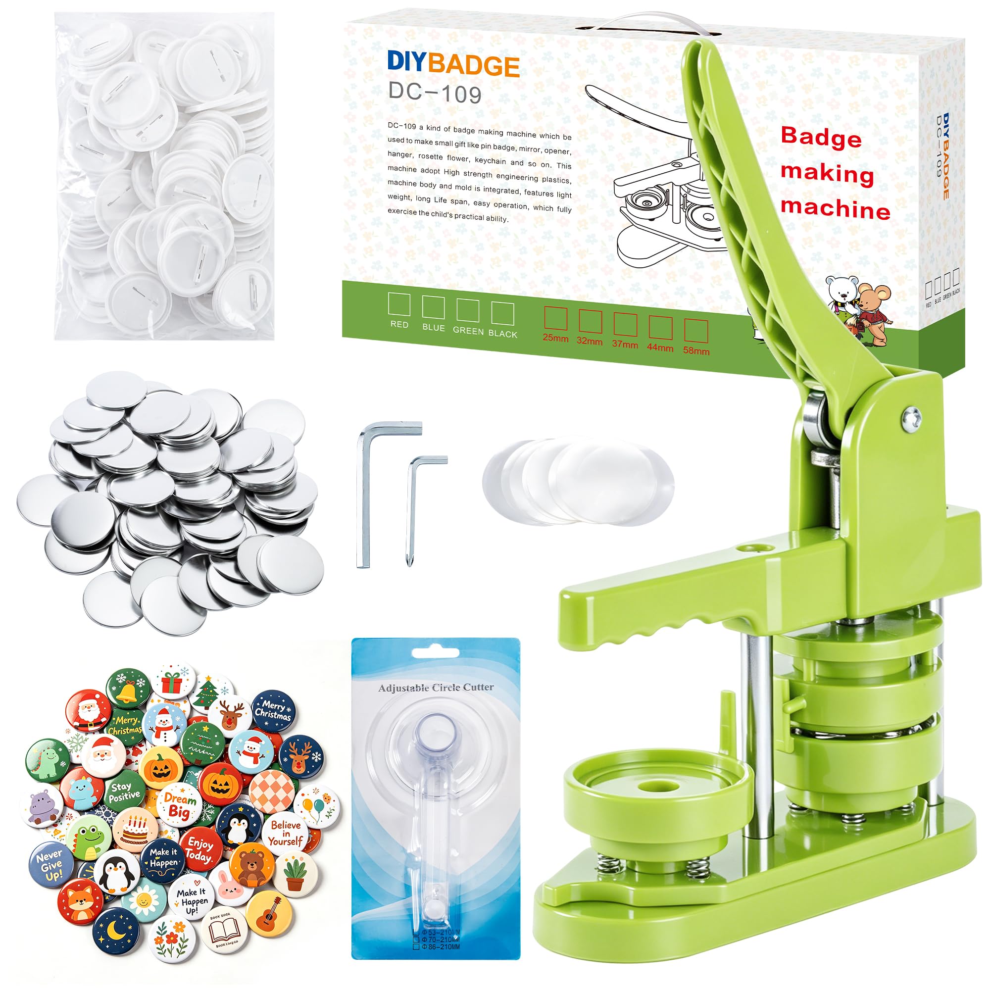 Photo 1 of MK.Bear Button Maker Machine 58mm (2.25 in) Installation-Free, DIY Button Pin Maker Machine, Badge Punch Press with Free 100pcs Badge Supplies & Pictures & Circle Cutter
