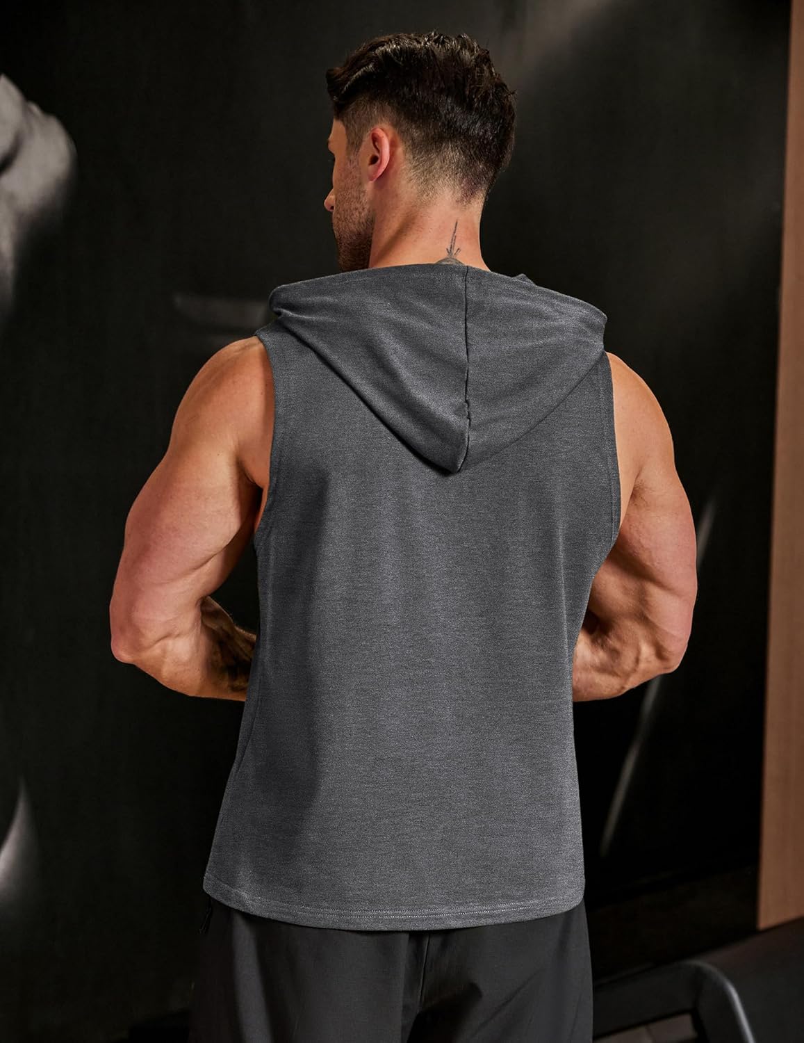 COOFANDY Men's Workout Hooded Tank Tops Sleeveless Gym Hoodies Cotton Muscle Cut Off Shirt Bodybuilding Henley Shirts - Image 2