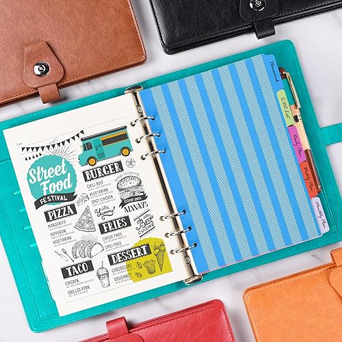 Miniatura 4 de Diario Carpeta A5, Organizador Planificador de 6 Anillos Rellenable, Cuaderno de Escritura de Negocios de Cuero, Cuaderno Diario de Tapa Dura Rayado