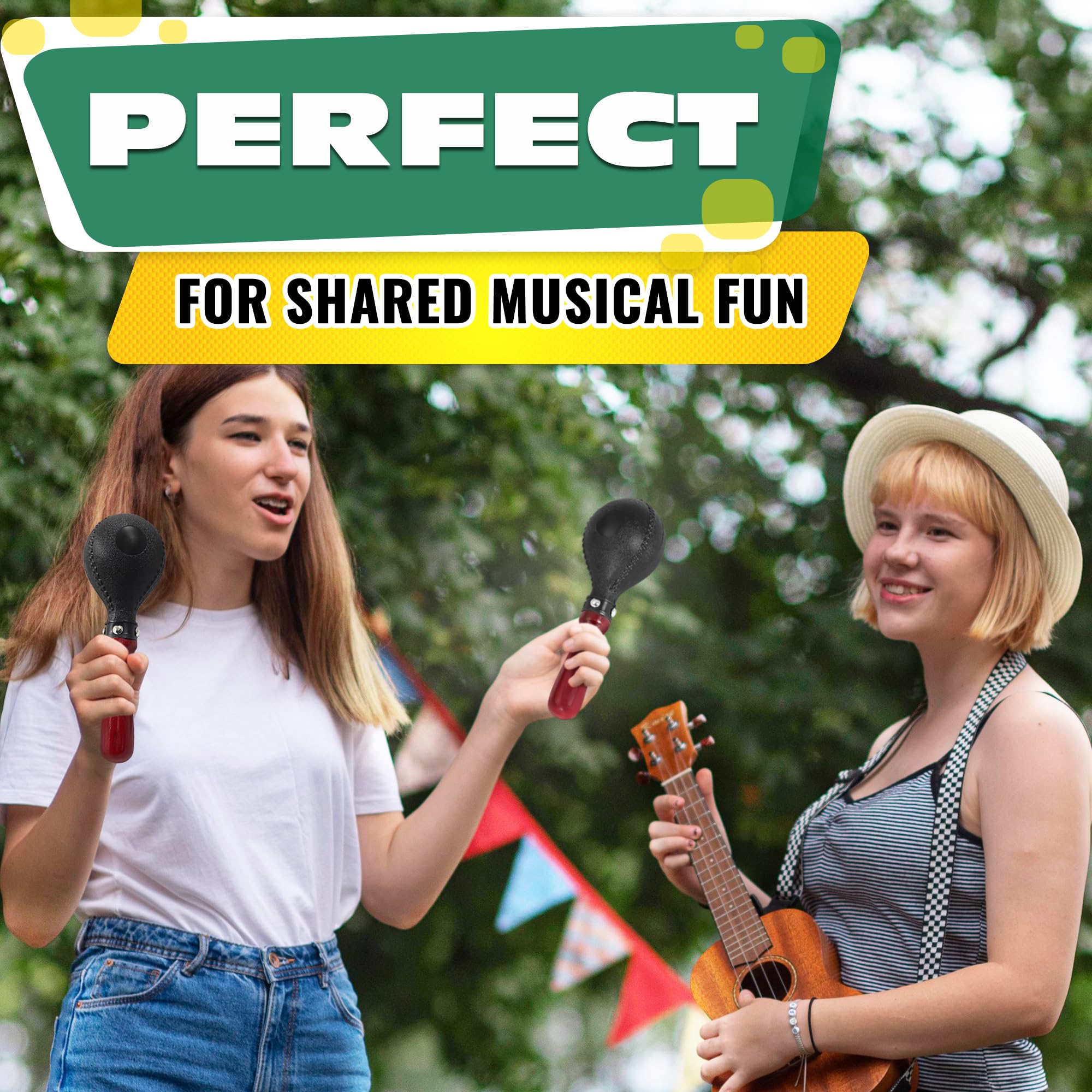 2 maracas grandes de madera para instrumentos musicales para adultos