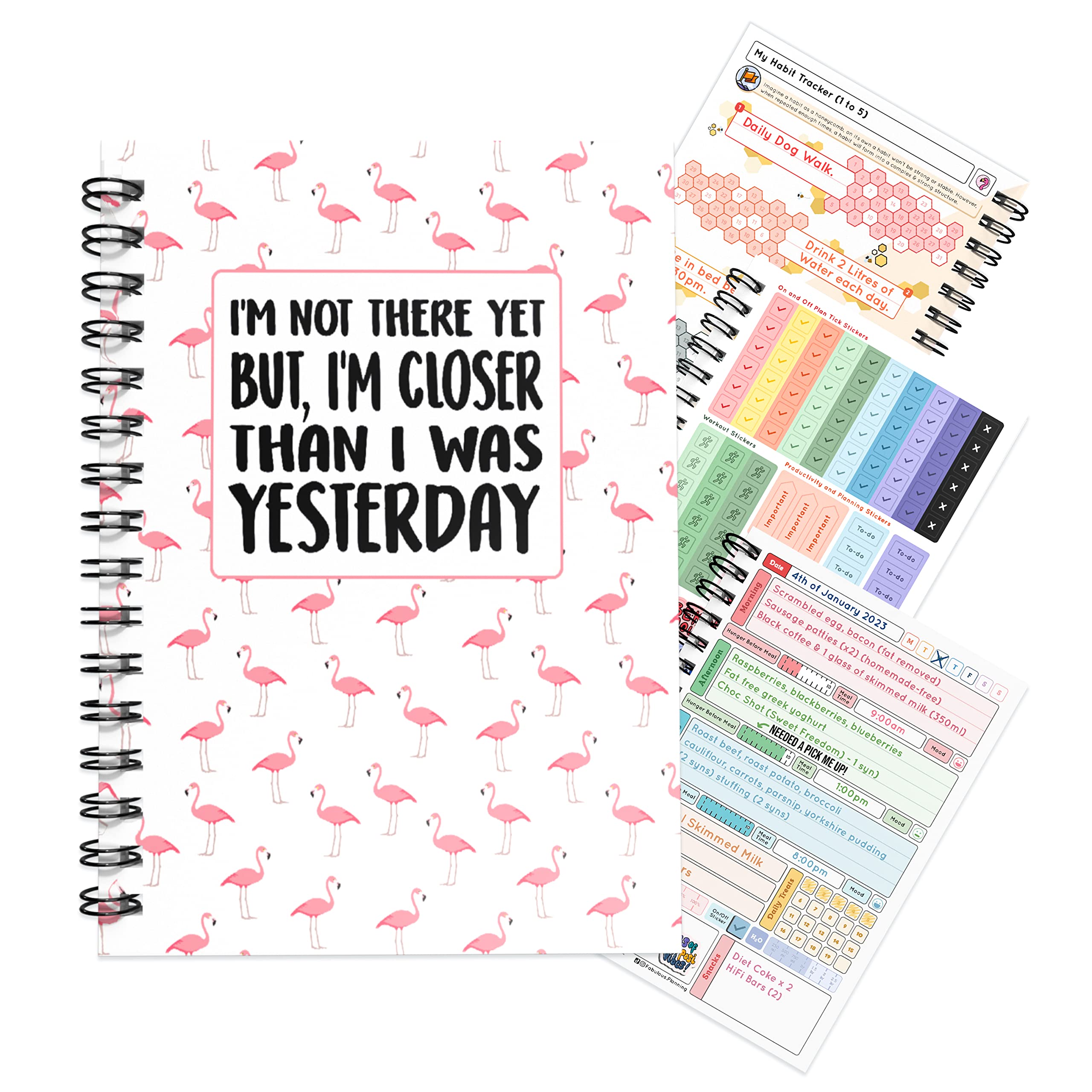 Slimming World Compatible - 3 Month Food Diary - 2025 - Diet Diary - Stickers - Countdown Card - Weekly Weigh In - Ringbound (I'm Not There Yet.. But I Am Closer..)