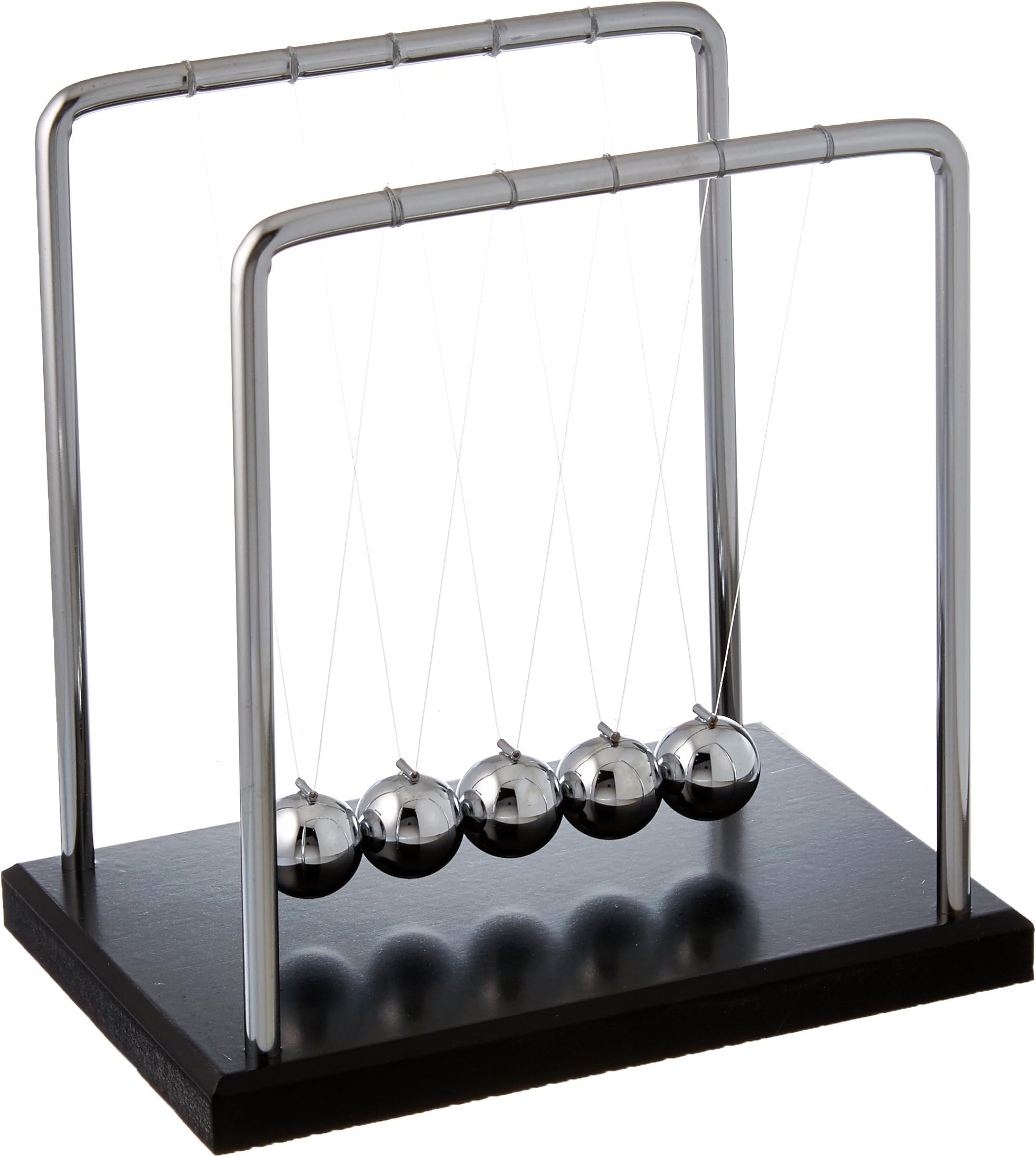 Mini Newton's Cradle Balance Balls Desk Set - Art in Motion (5 Stainless Steel Pendulum Balls, 3 1/2-Inch Frame)