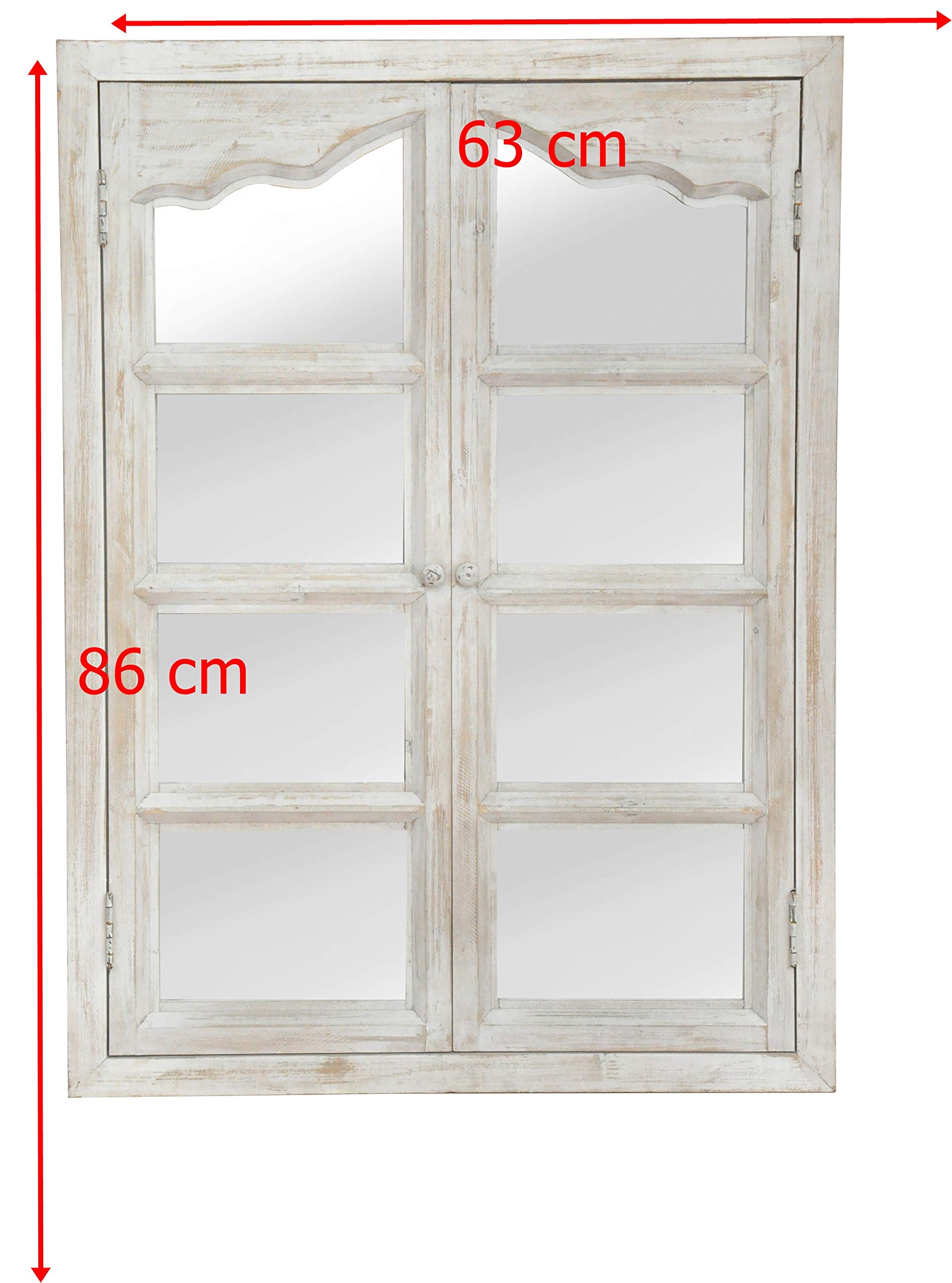 Elbmöbel Wandspiegel weiß Holz mit Fensterläden - Landhausstil 86x63 cm